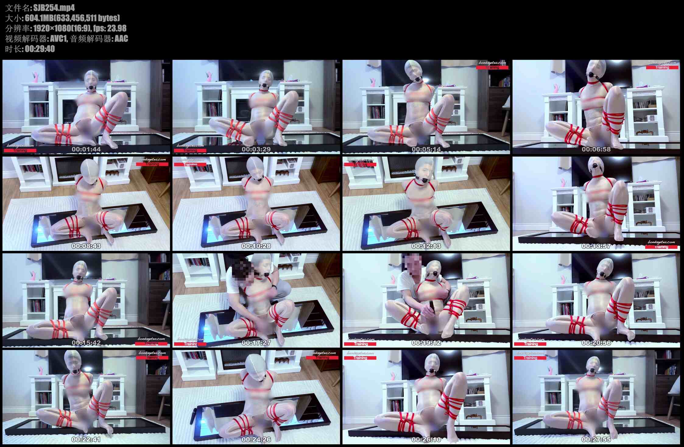【绳精病】丝袜全包紧缚的女孩被困在玩具上无法自拔