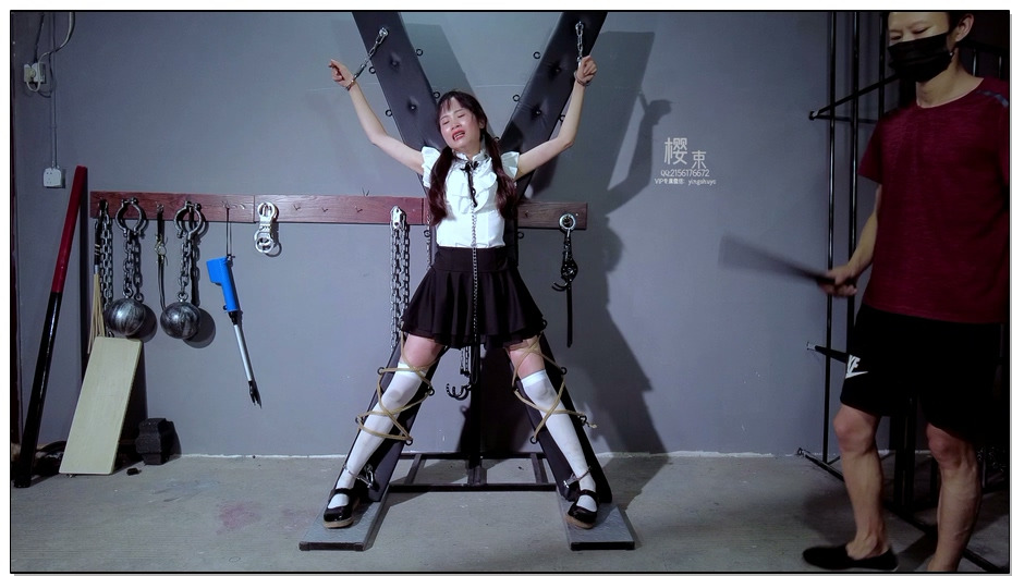 【樱束原创】学生毒贩被捕四 漂亮的贩毒壞女孩逃狱被抓回后被X字架手铐脚镣固定鞭打