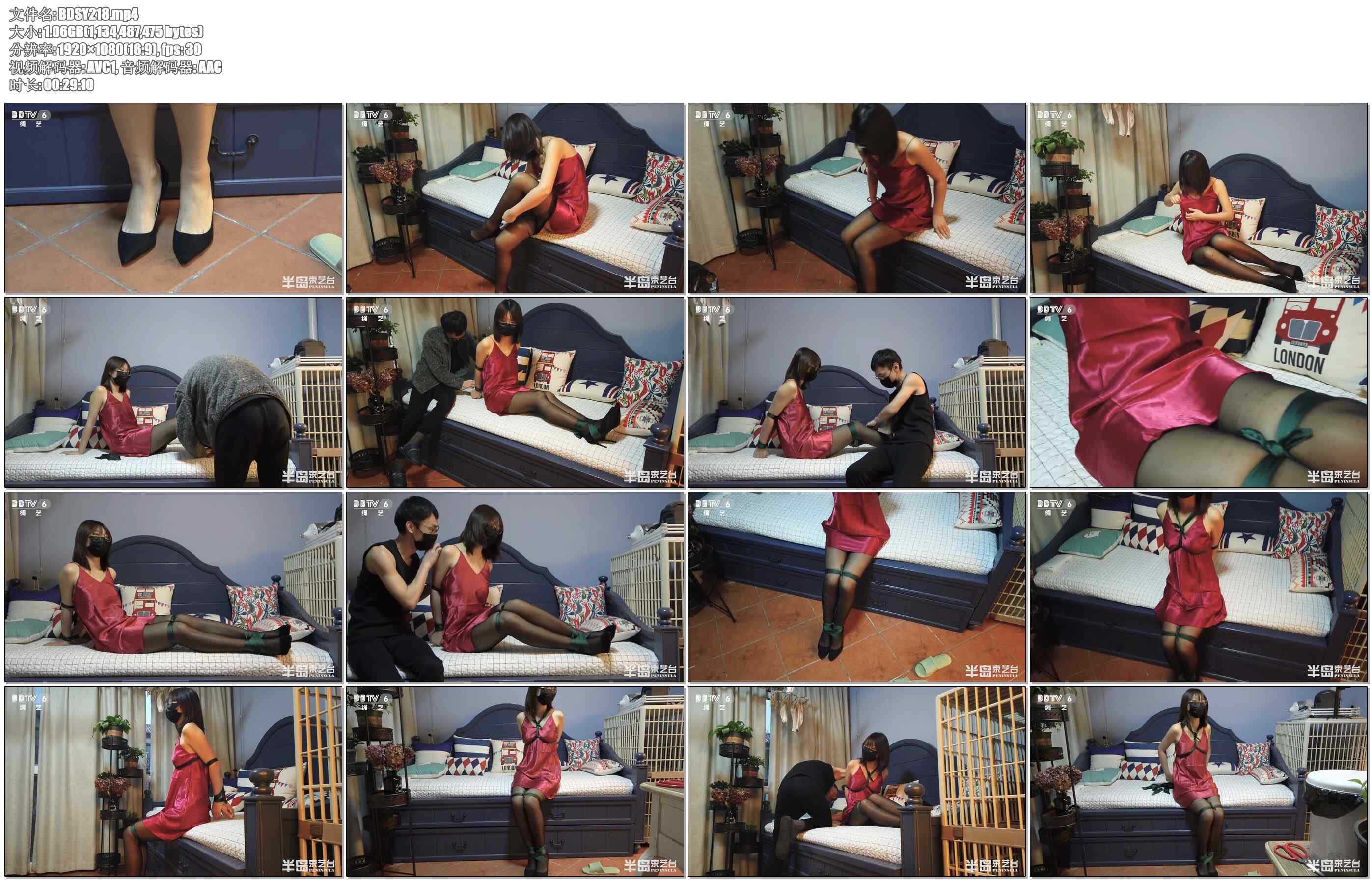 【半岛束艺】夫人展示另类丝袜穿法及丝带捆绑